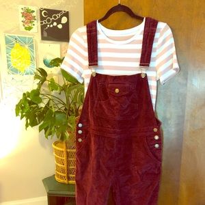 Vintage Maroon Corduroy Overall Jumpsuit